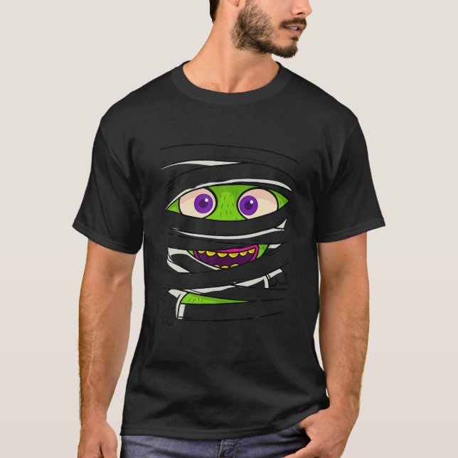 T-shirt Mummy Wrap Eyes Costume drôle Effrayant Hommes Hal (Devant)
