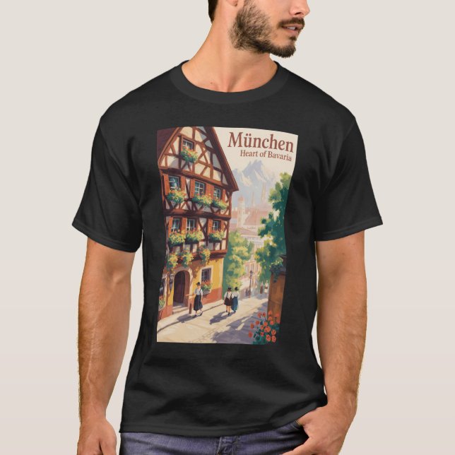 T-shirt Munich Germany Bavaria Illustration Travel Art (Devant)