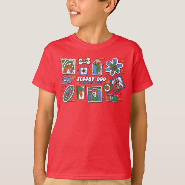 T-shirt Mur de cadres photo d'Halloween Scooby-Doo (Devant)
