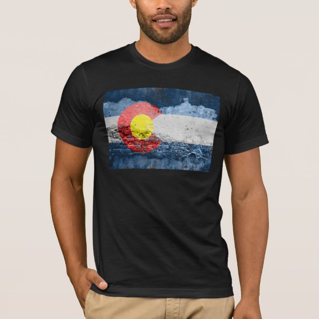 T-shirt mur en brique du drapeau colorado (Devant)