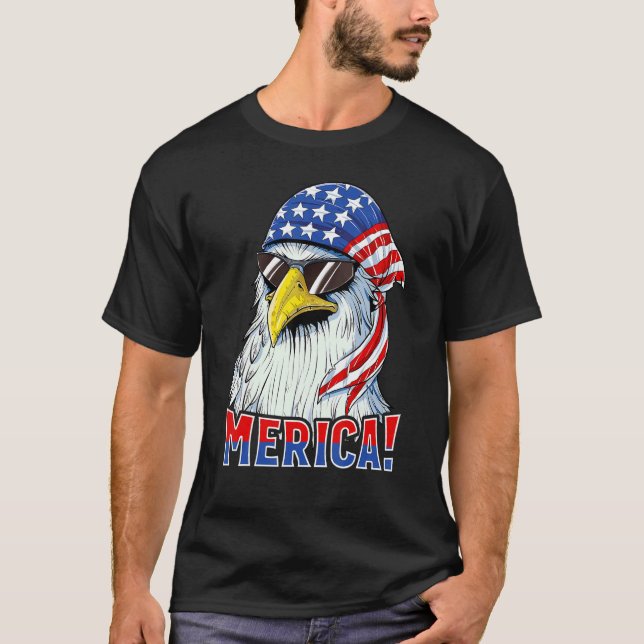 T-shirt Murica Eagle Mullet American Usa Drapeau Lunettes  (Devant)