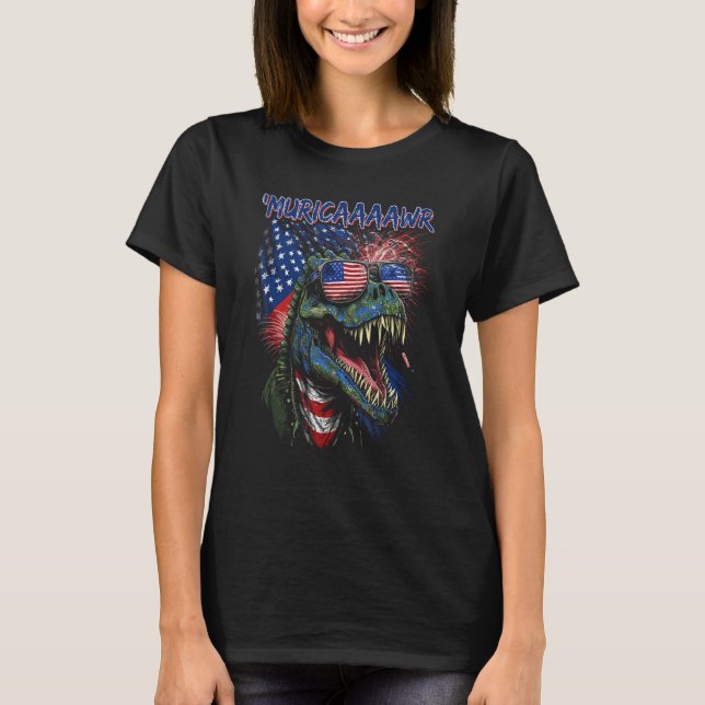 T-shirt Murica Patriotic Dinosaur Rex 4th of July Boy 4 (Devant)
