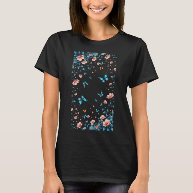 T-shirt Murmur des ailes Fleur de minuit Papillon de vol (Devant)