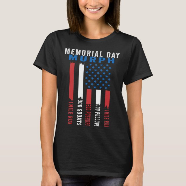 T-shirt Murph Challenge American Memorial Day Workout Gym  (Devant)