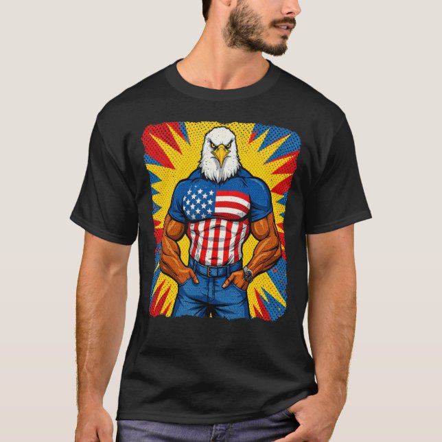 T-shirt Muscle Eagle Pop Art (Devant)