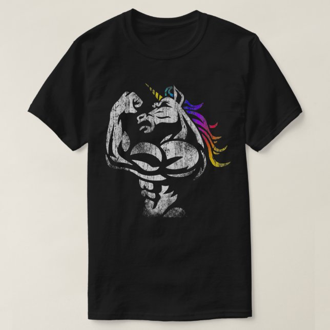 T-shirt Muscle Unicorne entraînement Fête des pères cadeau (Design devant)