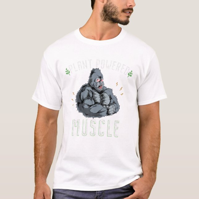 T-shirt Muscles à plante Gorilla Powerlifter entraînement (Devant)