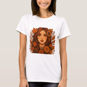 T-shirt Muse d'automne - Femme aux fleurs d'automne