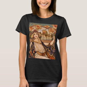 T-shirt Muse du Chrysanthème Doré – Art Nouveau Floral