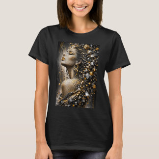 T-shirt Muse Fragmentée Dorée | Luxe Micro Mosaïque 3D