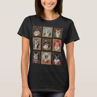 T-shirt Musée Vintage Mur, Portraits de chiens Corgi hilar