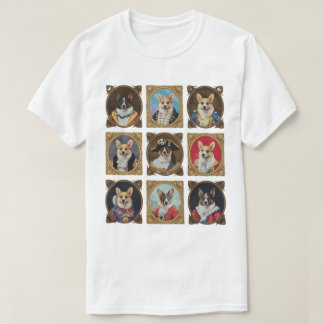 T-shirt Musée Vintage Mur, Portraits de chiens Corgi hilar