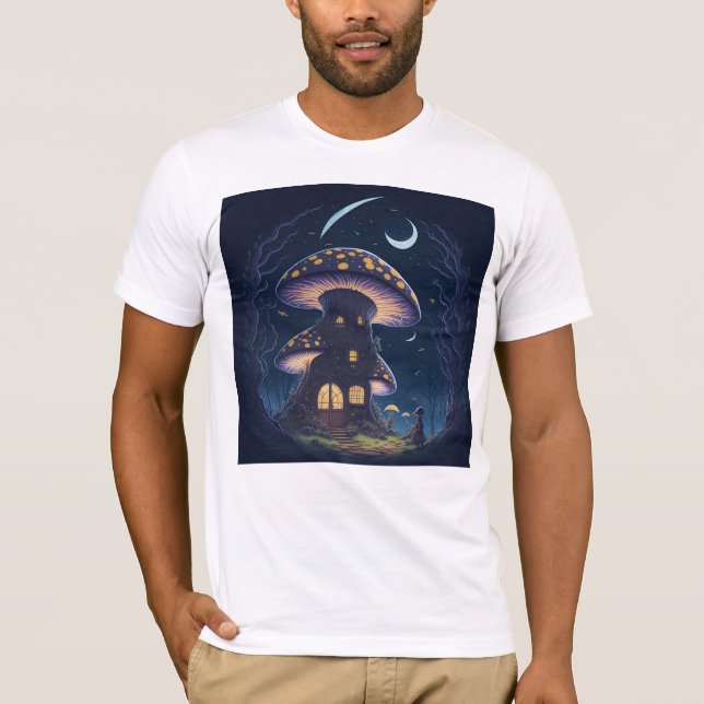 T-shirt Mushroom House Under a Crescent Moon   (Devant)