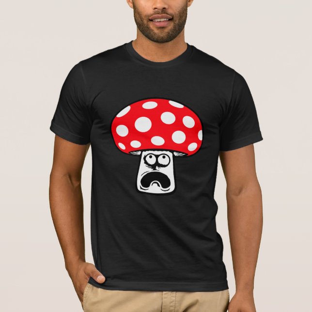 T-shirt Mushroom Shocked Surprised Face Funny Scream (Devant)