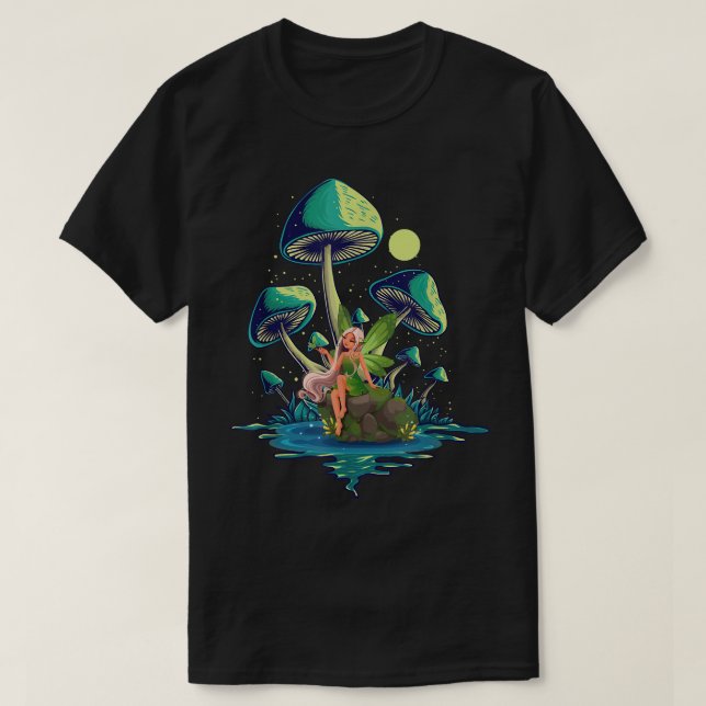 T-shirt Mushroom With A Cute Fairy Morel Mushroom Fungus M (Design devant)
