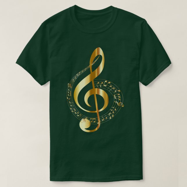 T-shirt Music Beach Note Gold, Navy  (Design devant)