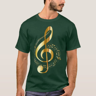 T-shirt Music Beach Note Gold, Navy