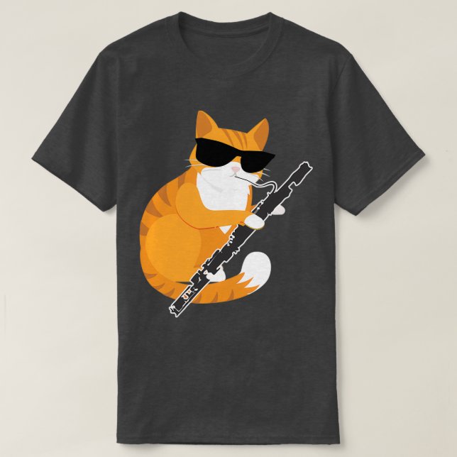 T-shirt Music Cat Sunglasses Bassoonist Musician Bassoon  (Design devant)