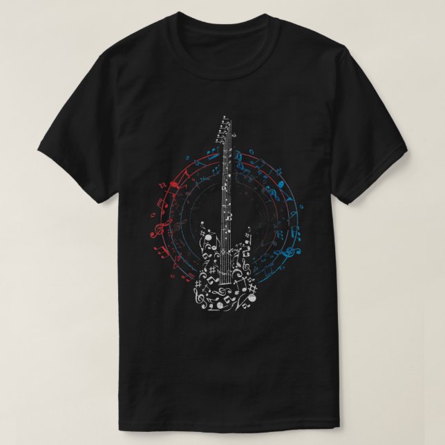 T-shirt Music Circle Clef Music Notes Guitarist Gift Idea  (Design devant)