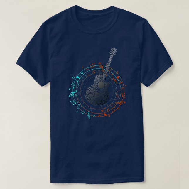 T-shirt Music Circle Guitarist Gift Idea, Music Notes  (Design devant)
