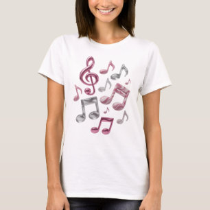 T-shirt MUSIC EN ROSE ET BLANC Bold Silver Art de texte 3D