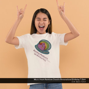 T-shirt Music Heart Rainbow Doodle Personnalisé Anniversai