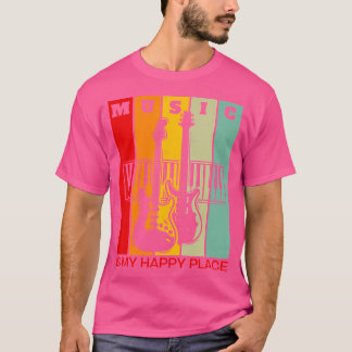 T-shirt Music Is My Happy Place Music Lover Guitar Keyboar