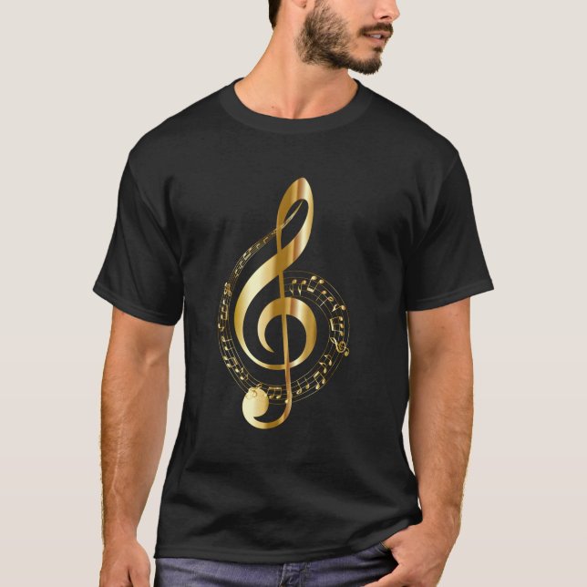 T-shirt Music Note Goldtone Treble Clef Symbole musical po (Devant)