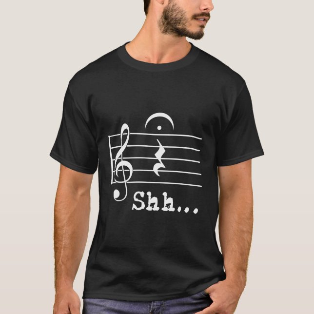 T-shirt Music Note Musicien Shh Quer Rest Fermata (Devant)