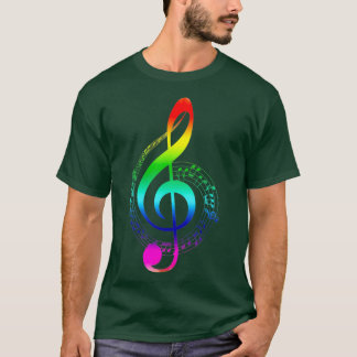 T-shirt Music Note Rainbow Treble Clef Musical Symbol