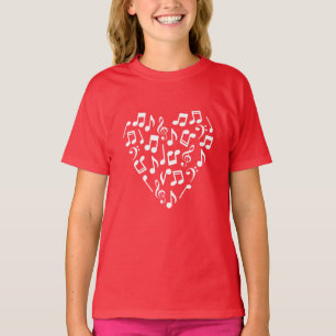 T-shirt Music Notes Coeur (Rouge et Blanc)