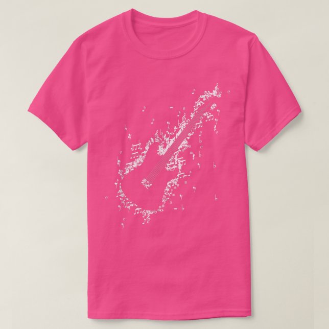 T-shirt Music Notes Guitar Shape Musicians Singers Band Co (Design devant)