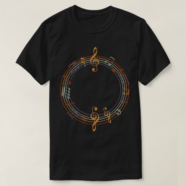 T-shirt Music Notes Heartbeat For Music Lover 1896 (Design devant)