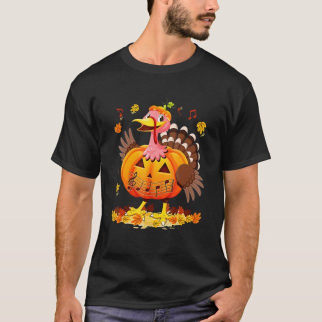 T-shirt Music Notes Turkey Costume Pumpkin For Teacher Tha (Devant)