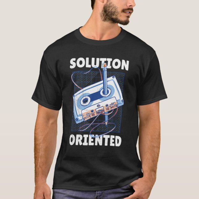 T-shirt Music Tape Is Rewind With A Pencil Solution Orient (Devant)