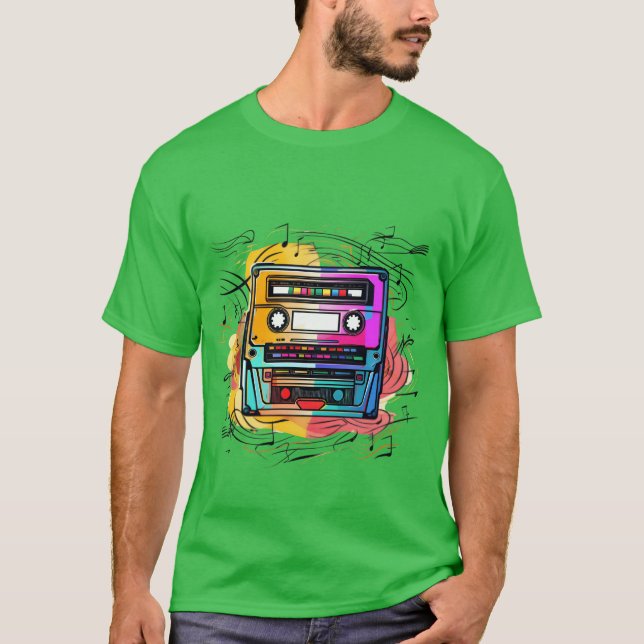 T-shirt Music tape retro old school 90s gift boy (Devant)