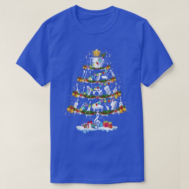 T-shirt Music Teachers Musical Instrument Christmas Tree M (Design devant)