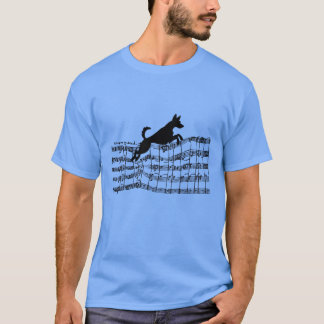 T-shirt Musical Dog Jumps Over Sheet Music Sheet Music gif
