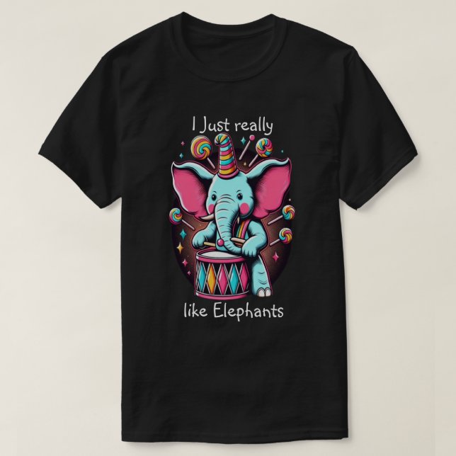 T-shirt Musical Pachyderm J'aime vraiment les éléphants (Design devant)