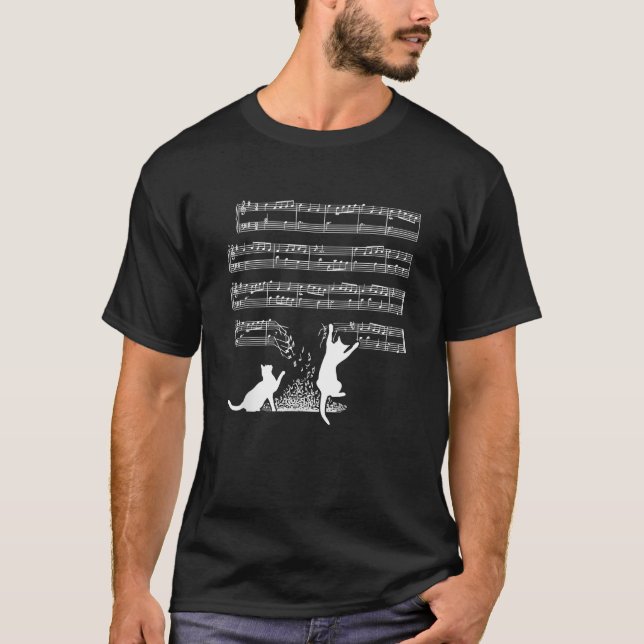 T-shirt Musician Cats And Sheet Music  (Devant)