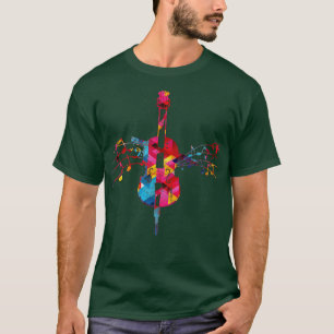 T-shirt Musicien Arbre Clef Coloré Cello Retro Cellist