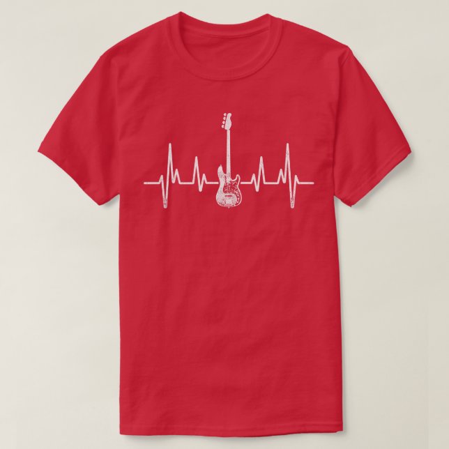 T-shirt Musicien Baid Heartbeat Basse Guitare (Design devant)