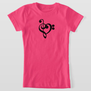 T-Shirt Musicien Coeur de musique - Treble Bass Clef
