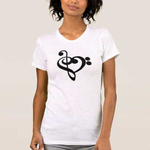 T-shirt Musicien Coeur de musique - Treble Bass Clef