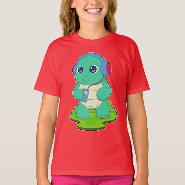 T-shirt Musicien de tortue musique casque (Devant)