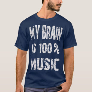 T-shirt Musicien Drôle Mon Cerveau Est 100 Musique