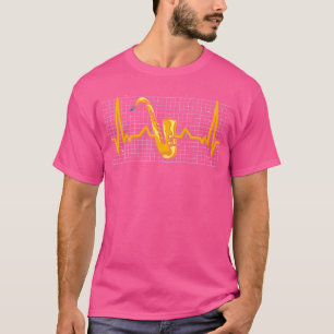 T-shirt Musicien Saxophoniste Jazz Musique Heartbeat Saxop