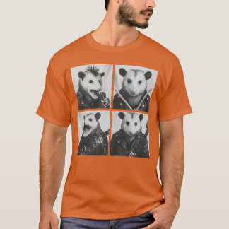 T-shirt Musiciens Opossums Drôles Animaux Musique Rock Emo
