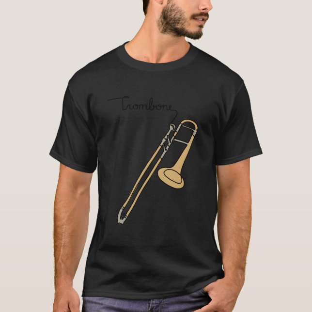 T-shirt Musiconprint Trombone Line Musicians Band Orchestr (Devant)