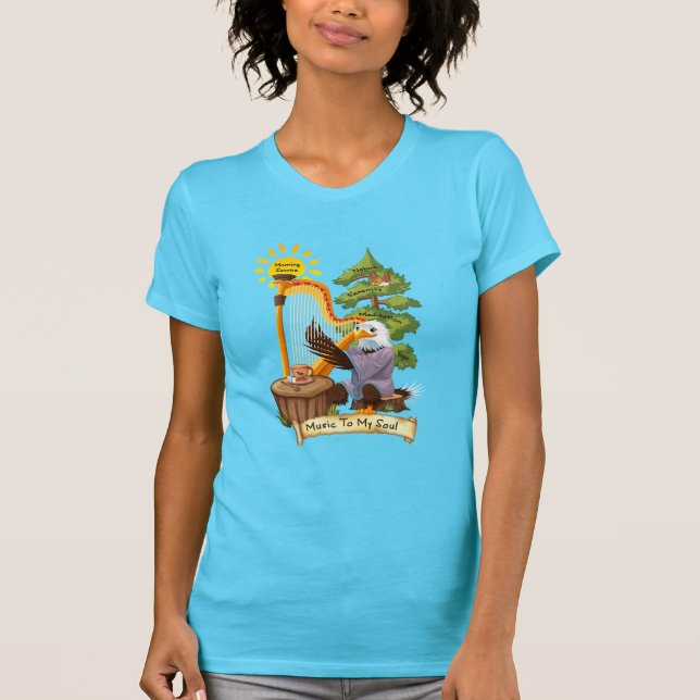 T-shirt Musique à l'âme, Eagle jouant une harpe, femmes (Devant)